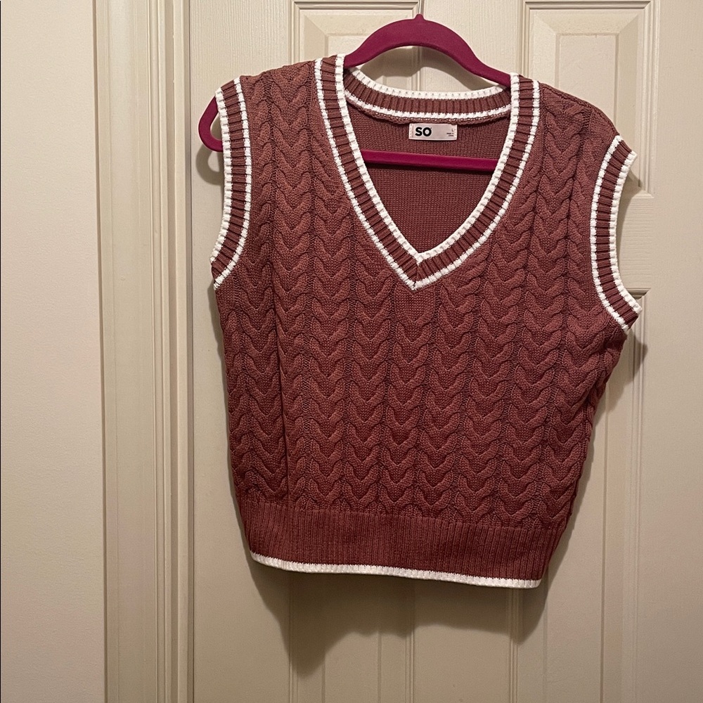 Brown Cable Knit Sweater Vest